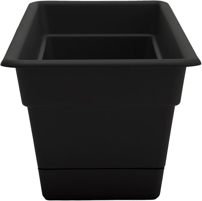 Bloem Dura Cotta 18" Black Resin Rectangle Window Box Planter with Saucer Tray for Indoor and Outdoor Gardening