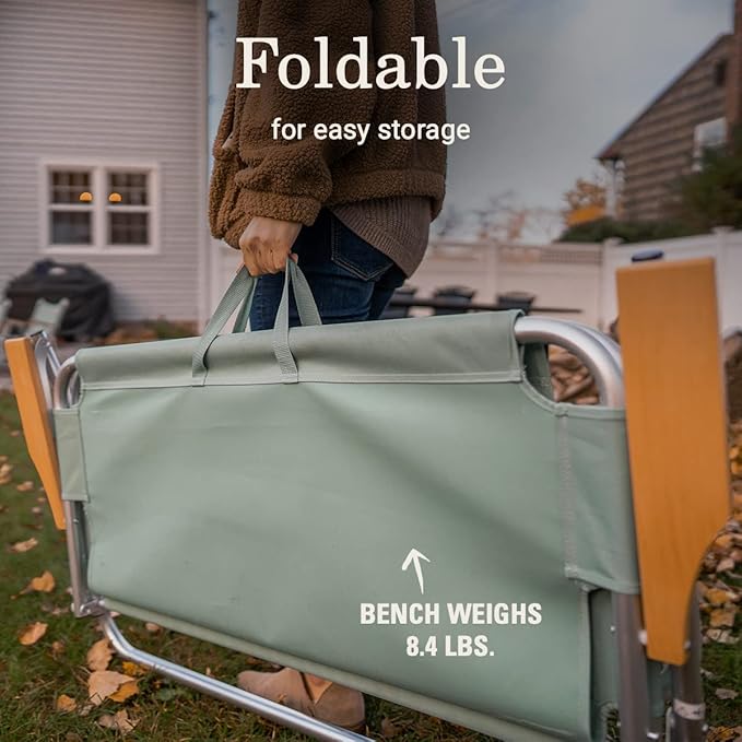 Coleman Living Collection Premium Outdoor Bench, Lightweight Folding Bench Seats 2 People, Supports up to 450lbs, Great for Patio, Yard, Deck, Campsite, Tailgate, & More