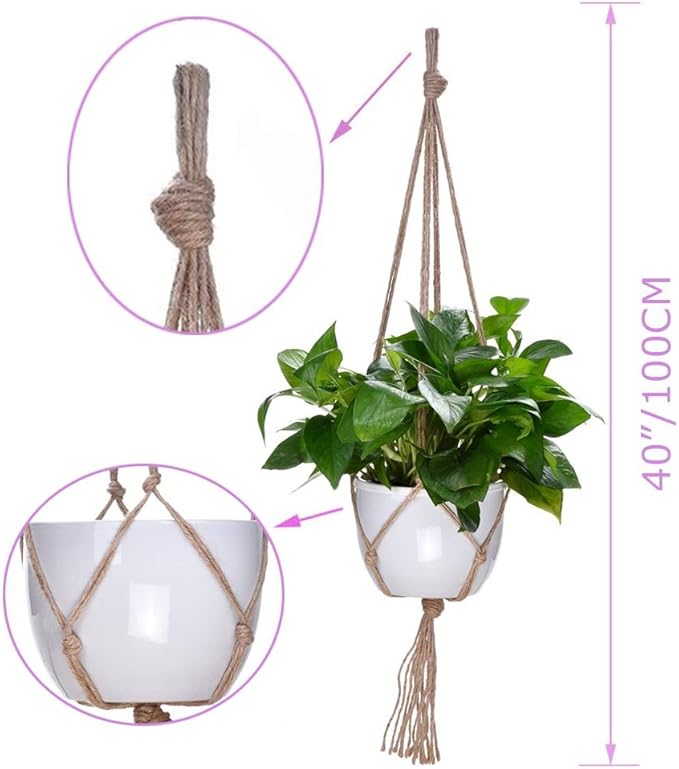 Plant Hanger, 10 Pieces 40'' Macrame Plant Hangers, Hanging Planters for Indoor Plants Pots, Plant Holder Basket Jute Rope Holder for Indoor Outdoor Garden Home Decorations (Natural)