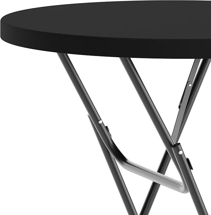 Flash Furniture Elon Round Folding Bar Height Table for Parties and Commercial Events, Indoor/Outdoor Plastic Bar Height Folding Table, 32", Set of 4, Black