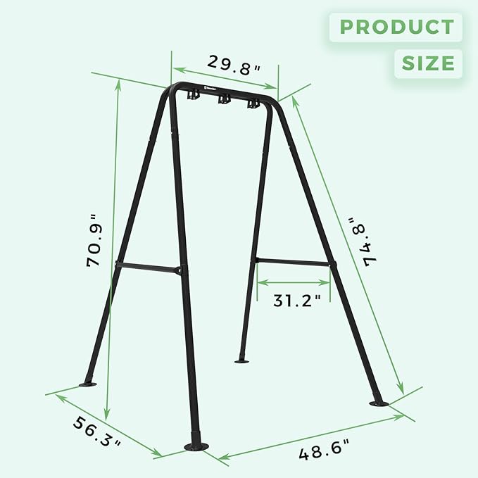 G TALECO GEAR Hammock Chair Stand,Heavy-Duty Steel 300LBS Multi-Use Hammock Stand for Outdoor Indoor, Swing Chair not Include (Black)