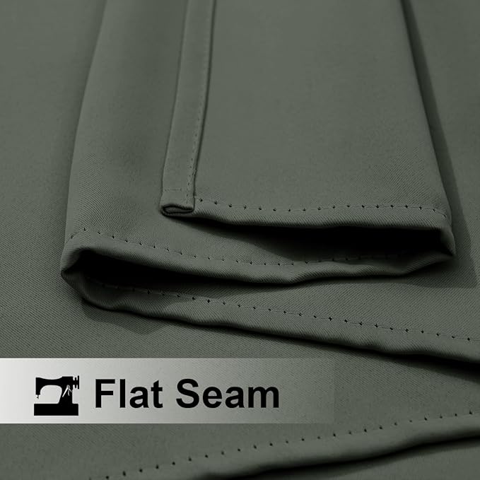 NICETOWN 2 Panels Greyish Green Blackout Bottom Weighted Outdoor Curtains for Patio, Top and Bottom Rustproof Grommet Windproof & Waterproof Thermal Outdoor Gazebo Curtains, W52 x L84