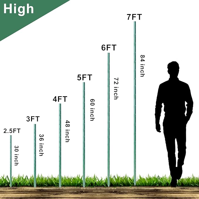 WAENLIR Garden Stakes 57 inch 4.8ft Sturdy Tomato Stakes, Plant Stakes for Outdoor Plants, Plant Support Sticks for Gardening, Pack of 50