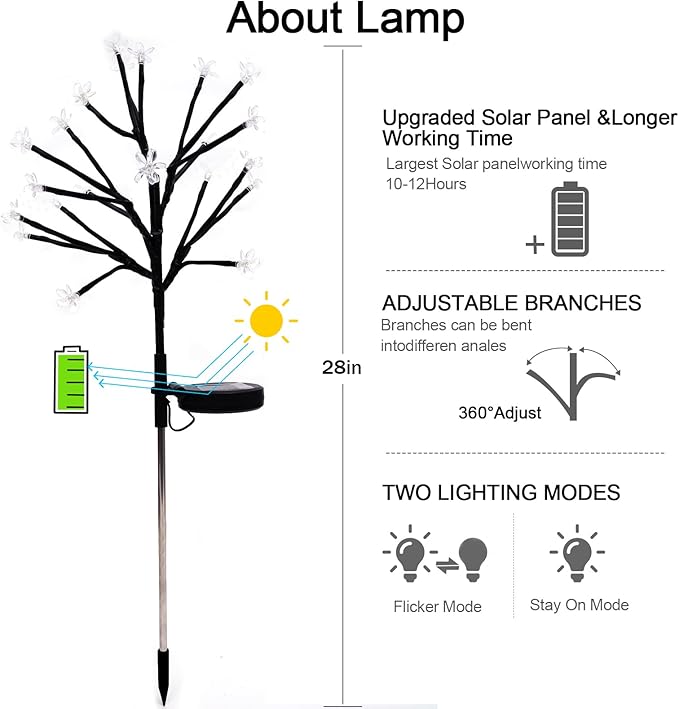 Solar Garden Lights Garden Decor, Solar Flowers Outdoor Decorative,2Pack 40LED Fairy Solar Lights Outdoor Waterproof Outside Yard,Patio,Pathway Decorations,Gardening Gifts for Women Mom