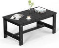 VINGLI Outdoor Coffee Table, HDPE Patio Coffee Table for Outside, All-Weather Rectangle Coffee Table for Deck, Garden, Balcony, Porch, Indoor & Outdoor Use, Black