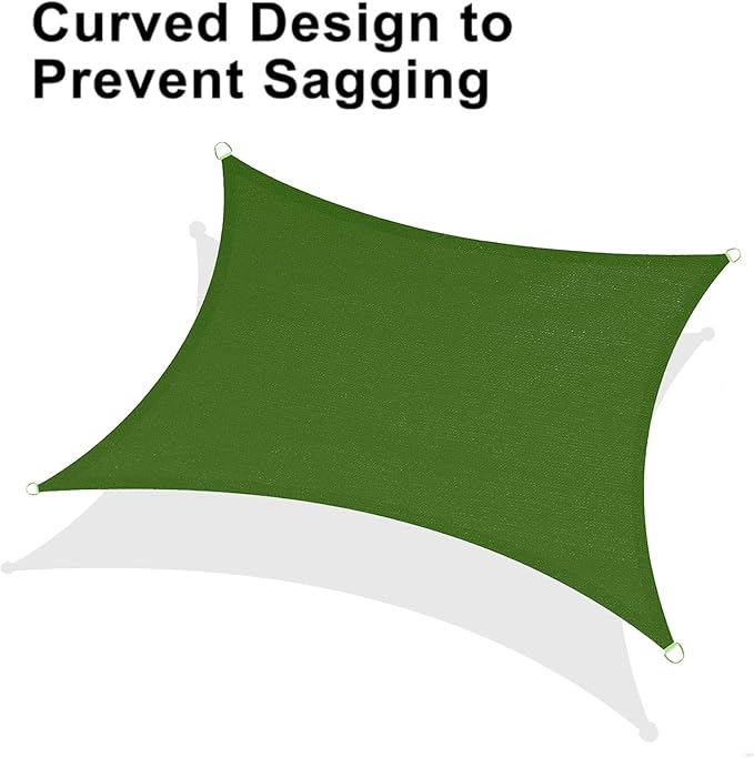 LOVE STORY Custom Size 10'x24' Piquant Green Sun Shade Sail Rectangle UV Block Canopy Patio Sail Sunshades Fabric for Outdoor Garden Carport (We Make Custom Size)