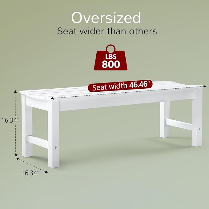 Stoog Outdoor Bench Set of 2, 2-Person Backless Outdoor Benches Weatherproof, Never Rot or Fade, White
