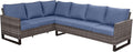 Belord Outdoor Sectional Sofa 6 Seater L Shaped Couch Wicker Patio Conversation Furniture Set Rattan Outdoor Furniture with Removable Washable Cushion Blue