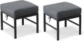 2 Pieces Outdoor Ottomans for Patio, No-Assembly Aluminum Outdoor Patio Footstool with Gray Cushions, Small Aluminum Patio Seat for Porch Yard Garden Deck, Grey Frame