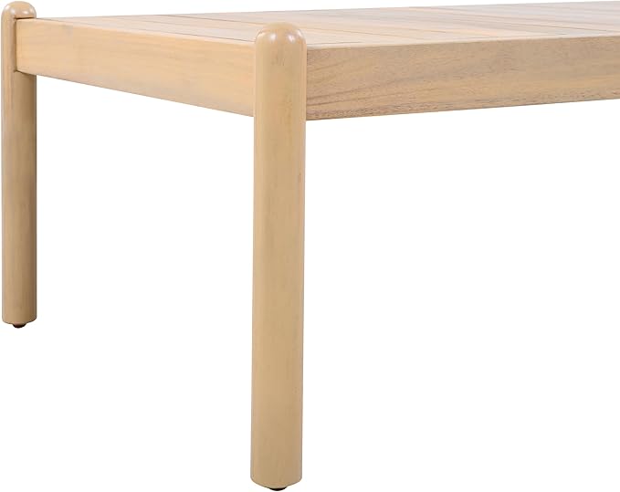 Christopher Knight Home Lenor Patio Acacia Wood Coffee Table, Solid Wood Outdoor Table for Patio Furniture Set, Slat Panel Rectangular Top, Light Teak