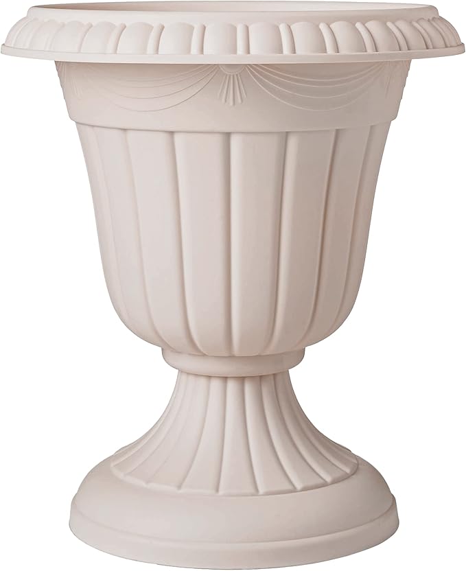 Arcadia Garden Products PL20TP Classic Traditional Plastic Urn Planter Indoor/Outdoor, 10" x 12", Taupe