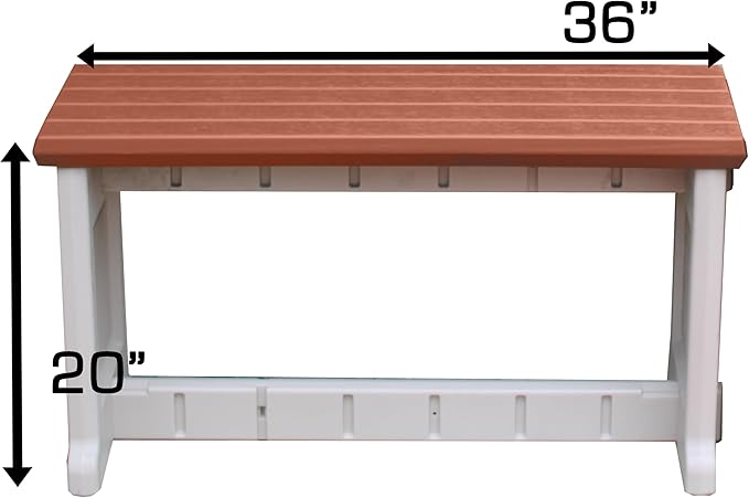 Bench, Redwood Top with Warm Grey Sides, 2 Pack - Proudly Made in The USA, Click and Lock Hardware-Free Assembly, Durable and Stylish Outdoor Seating