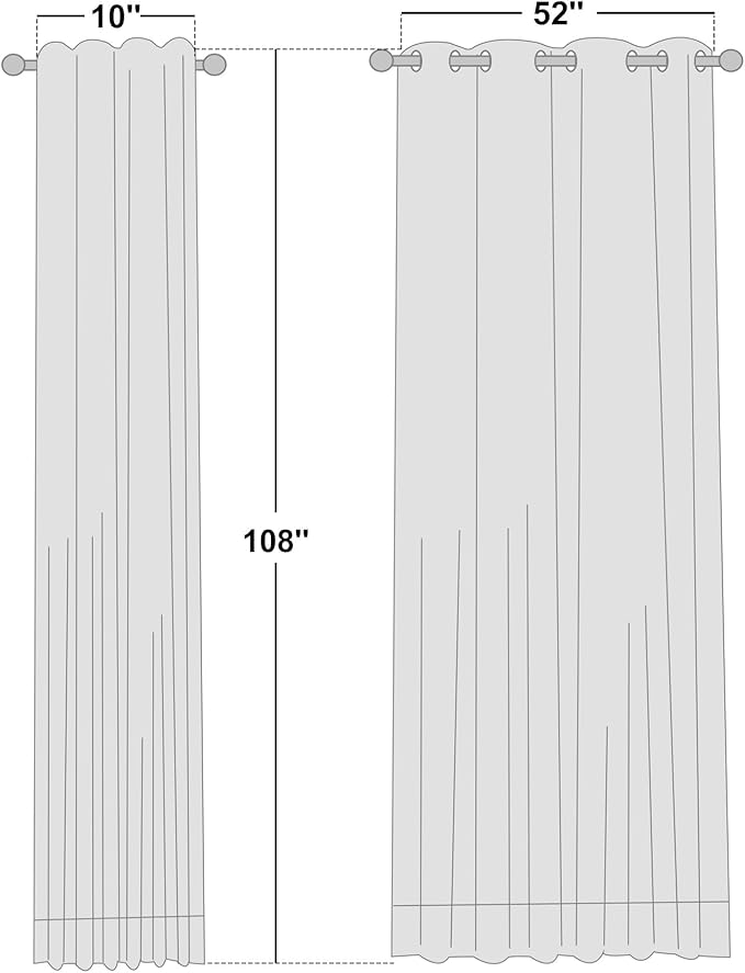 NICETOWN 2 Panels Waterproof Outdoor Curtains Fixed Grommet & Back Tab on Top & Bottom, Thermal Insulated Keep Rain & Sun Out Blackout Windpoorf Outdoor Draperies with Rope, W52 by L108, Light Beige