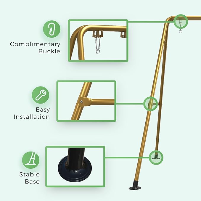 G TALECO GEAR Hammock Chair Stand,Heavy-Duty Steel Hammock Stand,300LBS Multi-Use Swing Stand for Outdoor Indoor，Hammock Chair not Include (Gold)