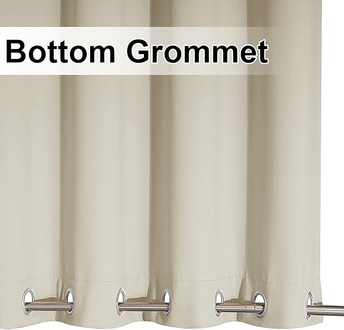 NICETOWN 2 Panels Beige Outdoor Curtains for Patio Waterproof, Sunlight Block Rustproof Grommet Top and Bottom Windbreak Heavy Weight Fixed Outdoor Drapes for Pergola, W52 x L108
