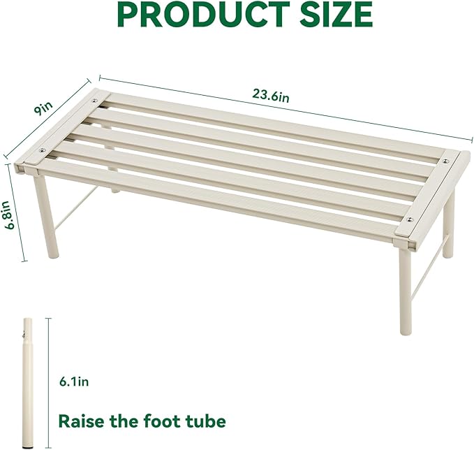 Metal Plant Stand, Rust-proof Aluminum Flower Pot Stand, Heavy Duty Planter Display Shelving for Patio Balcony Garden Living Room Decorative (White, 23.6 Inch)