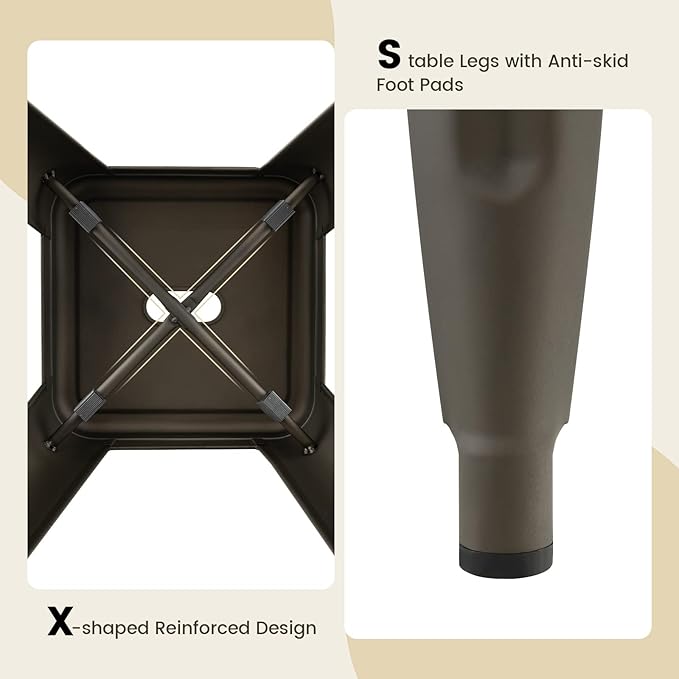 COSTWAY Bar Stools Set of 4, 24” Stackable Metal Stools with Square Seat & Handing Hole, X-shaped Reinforced Design, Comfortable Footrest, Backless Bar Chairs for Kitchen, Dining Room, Pub (Gun, 24‘’)