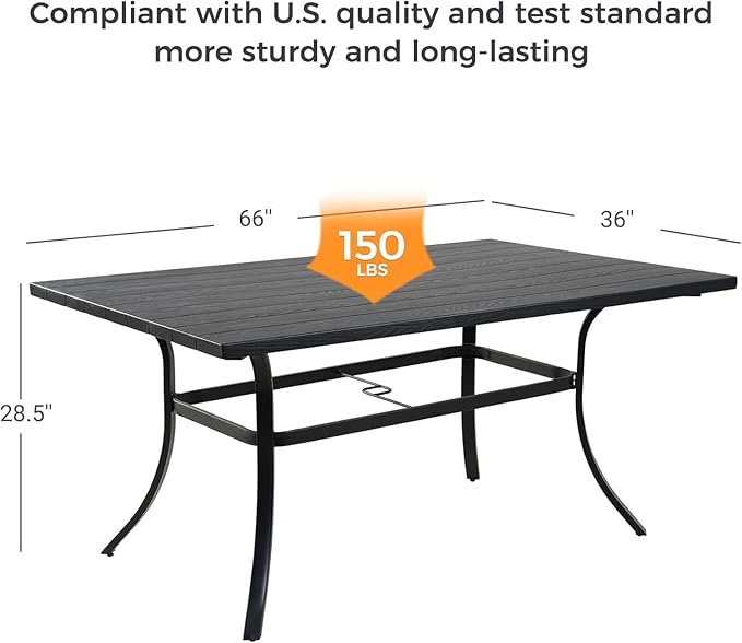 Grand patio 7-Piece Outdoor Dining Set for 6, Patio Dining Furniture Set for 6 Swivel Rope Wicker Chairs & 1 Bent Legs Rectangular Dining Faux Woodgrain Table with Umbrella Hole, Light Gray Brown