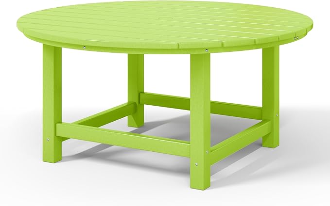WestinTrends Malibu Low Outdoor HDPE Round Patio Coffee Table, Lime