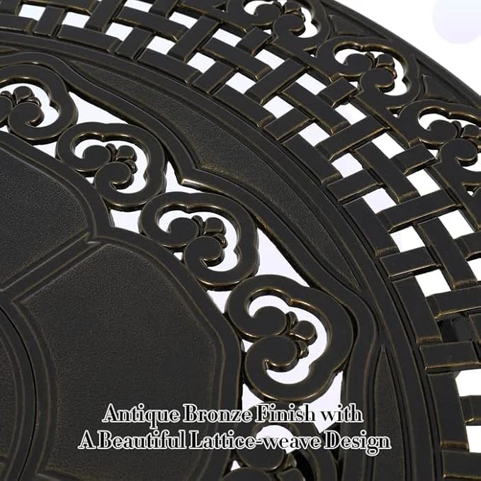 Patio Dining Table,Cast Aluminum Patio Table with Umbrella Hole, Outdoor Bistro Table for Backyard, Garden, Patio