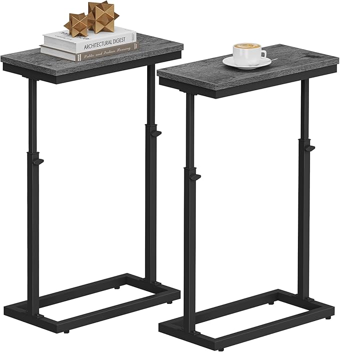 TUTOTAK End Table, Side Table, Tall Couch Table, Sofa Table, Living Room, Bedroom, Grey TB01BY0832