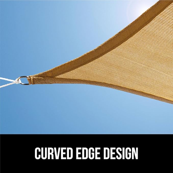 GORILLA GRIP Heavy Duty Sun Shade, UV Protection Fade Tear and Rust Resistant Rectangle Sunshade Canopy, Curved Edges Blocks Sunlight, Breathable Sail, Outdoor Patio, Lawn Garden 12x16 FT Sand