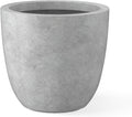 Kante 10 Inch Dia Round Concrete Planter, Indoor Outdoor Large Plant Pot with Drainage Hole and Rubber Plug for Home Patio Garden, Natural Concrete
