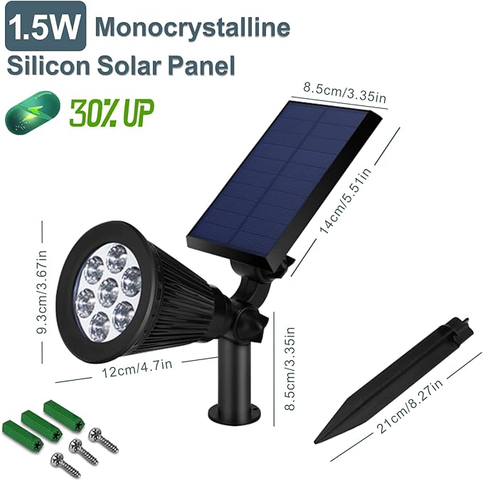 Solar Spotlights, Outdoor Ground Spot Light for Flag Pole, Bright 7-LED Dusk-to-Dawn Waterproof Landscape Flagpole Lights, 2-in-1 Adjustable Solar Powered Lighting for Tree Garden Yard (2 Pack, White)