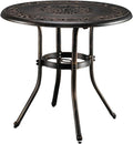 VINGLI 32" Outdoor Dining Table, Round Patio DiningTable with Umbrella Hole, Cast Aluminum Outdoor Bistro Table Patio Furniture Garden Table (Bronze, 32" Dia x 29 H) (Bronze)