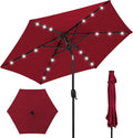 Best Choice Products 7.5ft Outdoor Solar Market Table Patio Umbrella for Deck, Pool w/Tilt, Crank, LED Lights - Burgundy