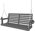 Plawdlik Porch Swings,2 Seat Patio Chair with Two Cup Holders,HDPE Waterproof Bench for Courtyard-Grey