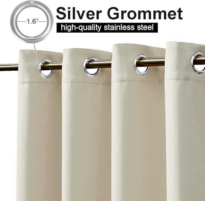 NICETOWN Waterproof Patio Outdoor Curtain and Drape Extra Wide, Thermal Insulated Top and Bottom Grommet Keep Sun & Rain Out Public Divider for Porch/Arbor, Beige, 1 Panel, W100 by L95