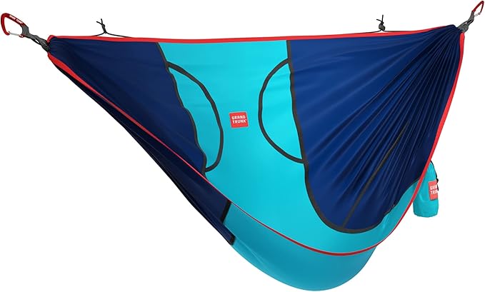 Grand Trunk ROVR Hanging Hammock Chair | Lightweight Packable Parachute Nylon Chair with 10 ft Suspension Straps & Carabiners | 300 lb Capacity for Camping & Backyard | Navy/Ocean Blue