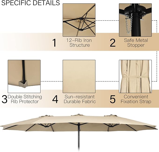 Tangkula 11 Piece Rattan Outdoor Dining Set with 15Ft Patio Umbrella for 8, Outdoor Wicker Table Set with 8 Cushioned Armchairs, Acacia Wood Top, Outdoor Umbrella with Base Included