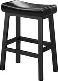 24 Inch Bar Stools for Kitchen Island, Kitchen Chairs Counter Height Stools with Footrest, Black Saddle Leather Barstools Heavy Duty for Dining Table Farmhouse Outdoor, 1 PC
