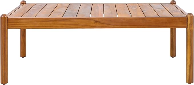 Christopher Knight Home Lenor Patio Acacia Wood Coffee Table, Solid Wood Outdoor Table for Patio Furniture Set, Slat Panel Rectangular Top, Teak