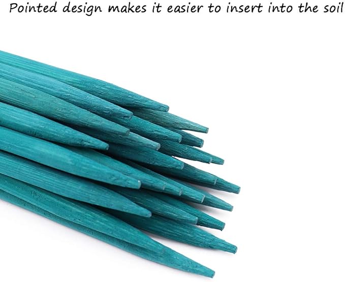 Garden Wood Plant Stakes Green Bamboo Sticks,HAINANSTRY Sturdy Floral Plant Support Stakes Wooden,Wooden Sign Posting Garden Sticks(25 Pack 15 Inches)