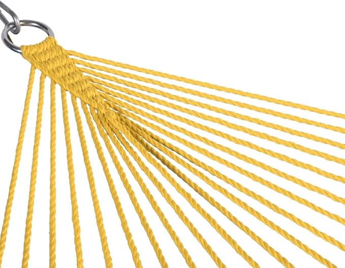 Lazy Daze Hammocks 10.5 FT Double 2 Person Caribbean Rope Hammock, Hand Woven Polyester Hammock with Spreader Bars, for Outside Outdoor Backyard Patio Poolside, 450 LBS Capacity, Yellow