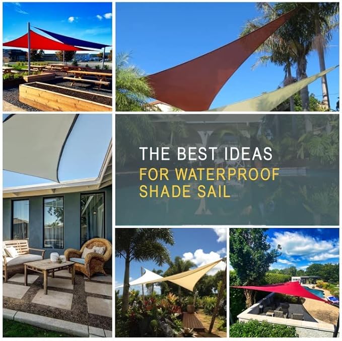 SUNNY GUARD Waterproof Sun Shade Sail 10' x 13' Sand Rectangle UV Block Sunshade for Backyard Yard Deck Patio Garden Outdoor Activities and Facility(We Make Custom Size)