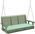 VINGLI Wooden Porch Swing, Heavy Duty 880 LBS Hanging Patio Bench with Extra Cushion for Lawn| Garden| Courtyard (Green, 5 feet)