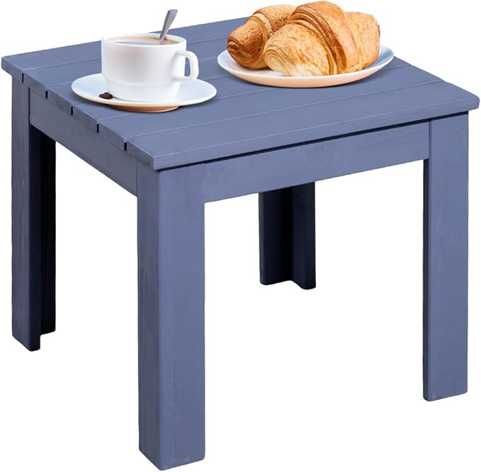 VINGLI Outdoor Wooden Side Table, Square Patio Side Table, Small Outdoor Table for Patio, Backyard, Garden, Poolside, Balcony, Adirondack Conversation End Table (Navy Blue)