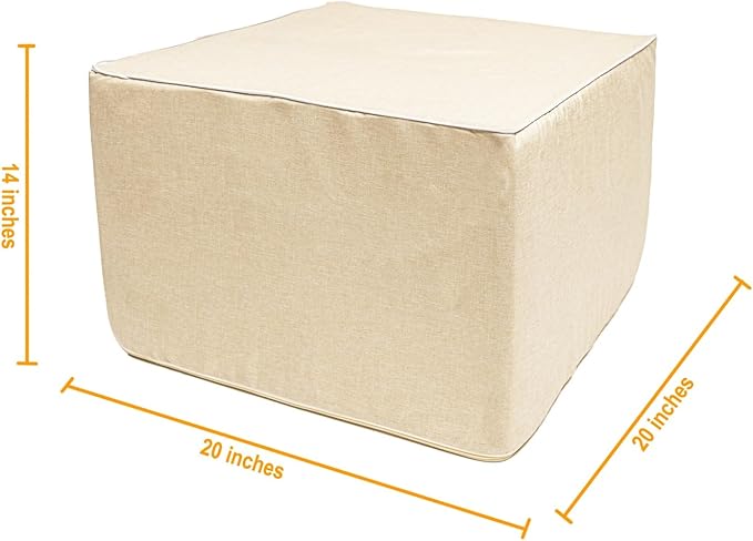 Outdoor Ottoman 20x20x14 Inches Outdoor Square Ottomans for Patio Modern Lightweight Foam Stuffed Pouf Outdoor Footstool Footrest (Linen)