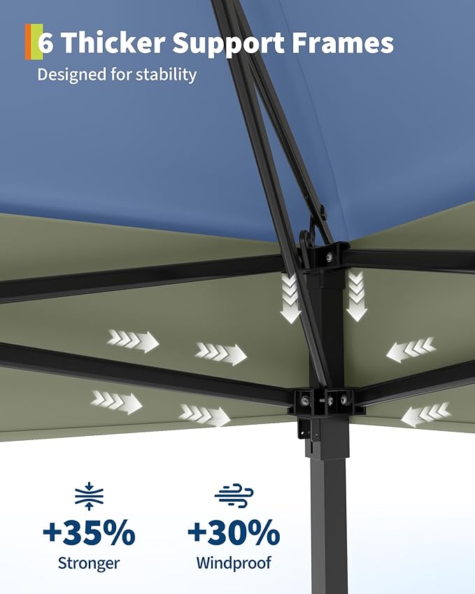 Canopy Tent 13x13 ft, Pop Up Gazebo One-Push Setup with 4 SandBags for Backyard Parties and BBQs, Mosquito Netting & Height Adjustable - Navy Blue