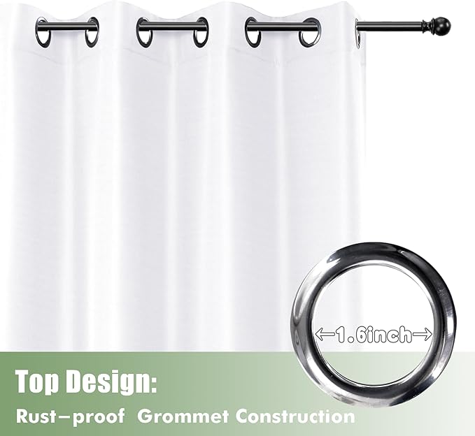 HolidayIdeas Outdoor Curtains for Patio Waterproof, 8 Panels - 54x84 Inches - Weatherproof Privacy Outsides Curtains for Cabana Porch Pergola, Sunlight & UV Blocking (White, Grommet Top)