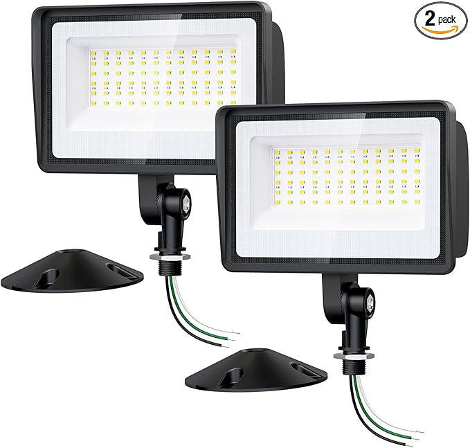 Onforu 65W LED Flood Lights Outdoor with Knuckle Mount, 7800LM Super Bright Garage Security Lights, IP66 Waterproof, 6500K Outside led Lights for Yard, Garage, Garden 2 Pack