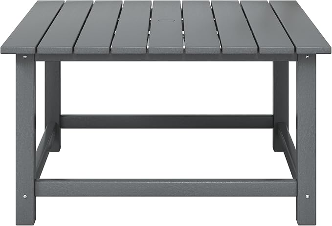WestinTrends Malibu Low Outdoor HDPE Square Patio Coffee Table, Gray