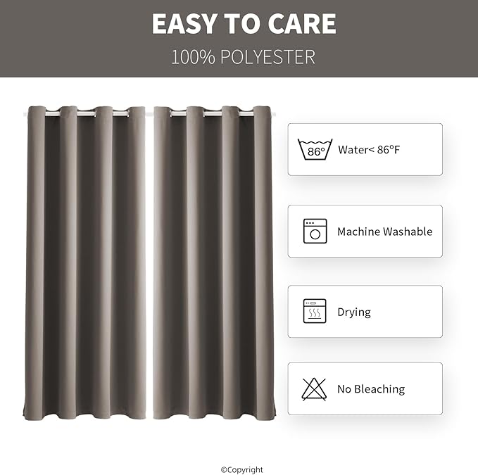 DIVA EN CAMINO DEC Water Resistant Outdoor Patio Curtain Darkening Thermal Insulated Curtains for Bedroom, Porch, Living Room, Pergola, Cabana, W84 x L95, (Taupe) Set of 2 Panels