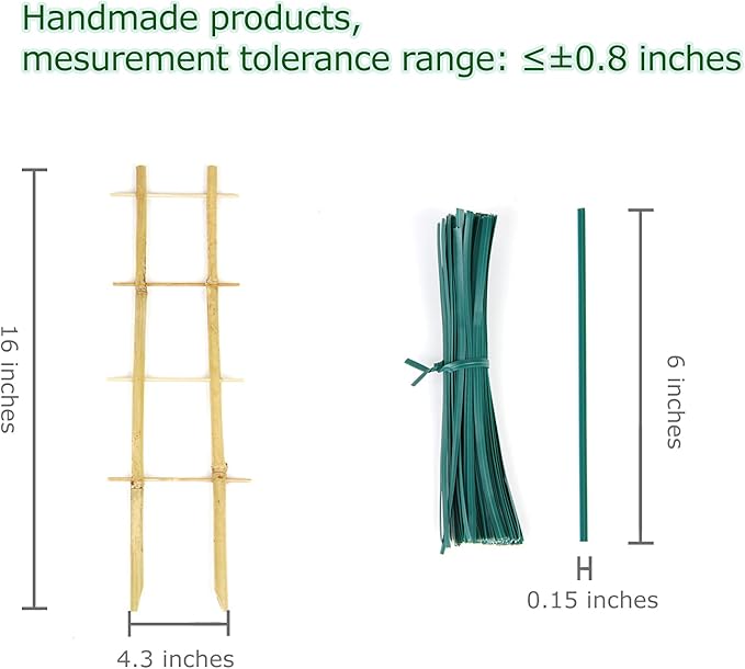 Bamboo Trellis, 16in Ladder-Shaped Trellis for Potted Plants, 3 Pack for Climbing Plants Indoor