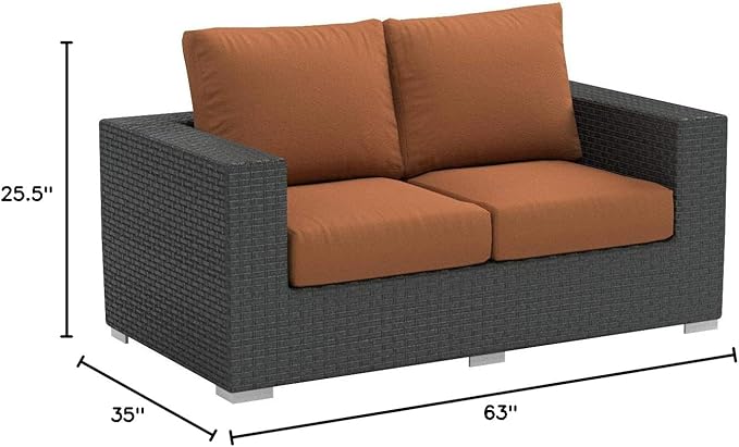 Modway Sojourn Wicker Rattan Outdoor Patio Sunbrella Fabric Loveseat in Canvas Tuscan