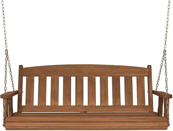 Amish Heavy Duty 800 Lb Mission Treated Porch Swing with Hanging Chains (4 Foot, Oak Stain)